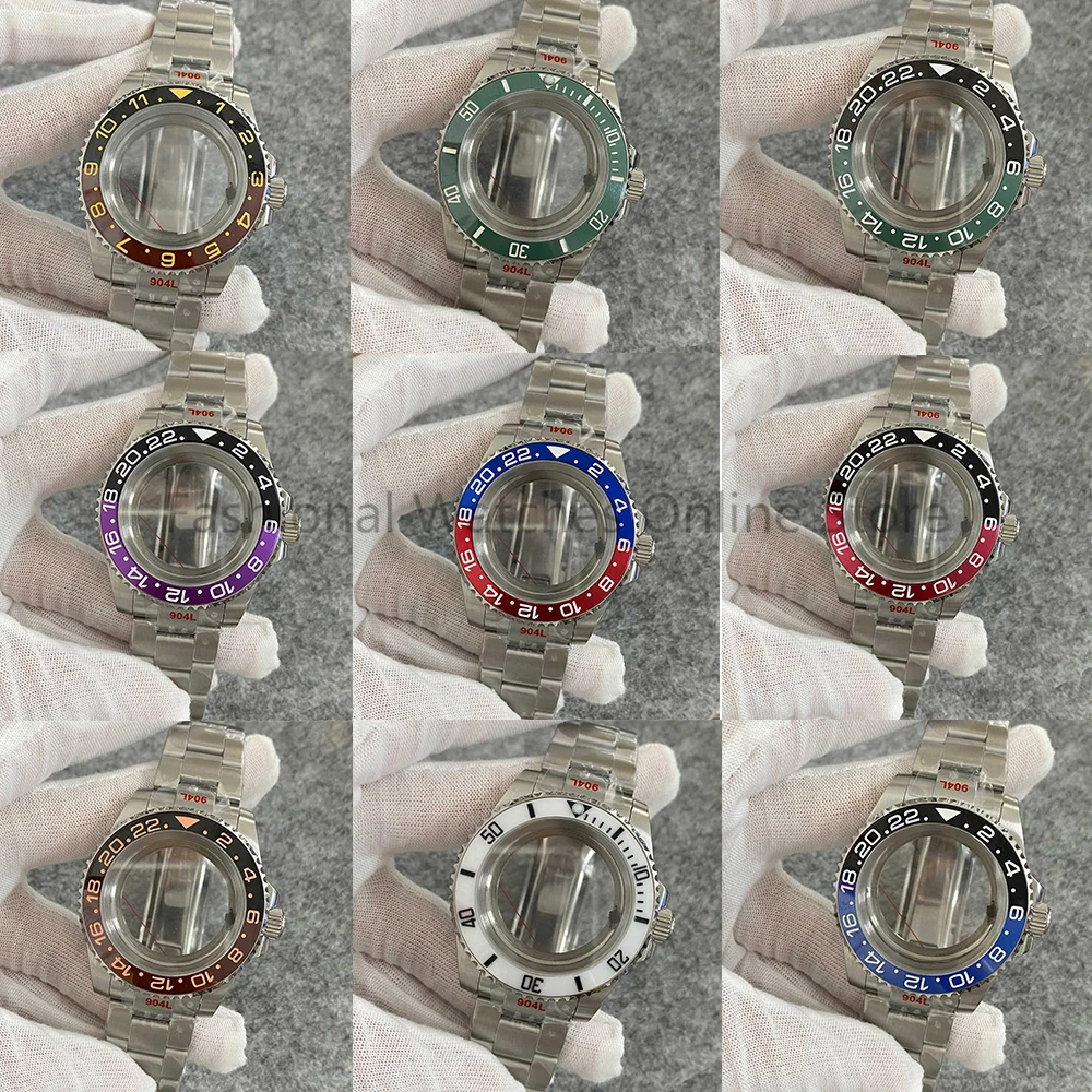 

40MM Watch Case Set Watch Dial + Stainless Steel Band Strap + Ceramics Bezel Replacement Accessories Kit for NH35/ NH36 Movement