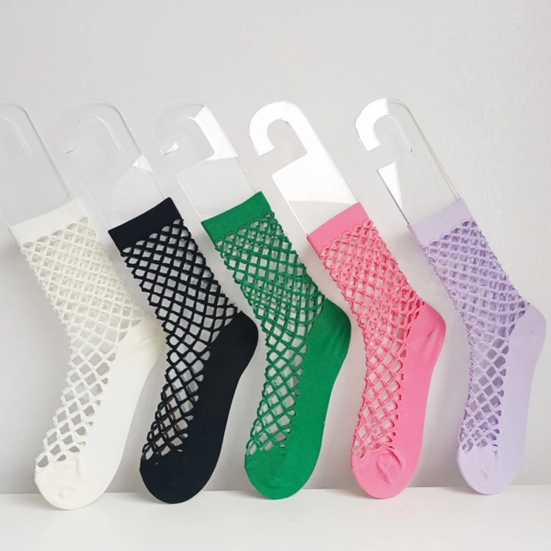 

JK Style Hollow Out Socks Breathable Tube Socks Sexy Women Fishnet Socks Multi-color Thin Mesh Socks Girl Hole Socks