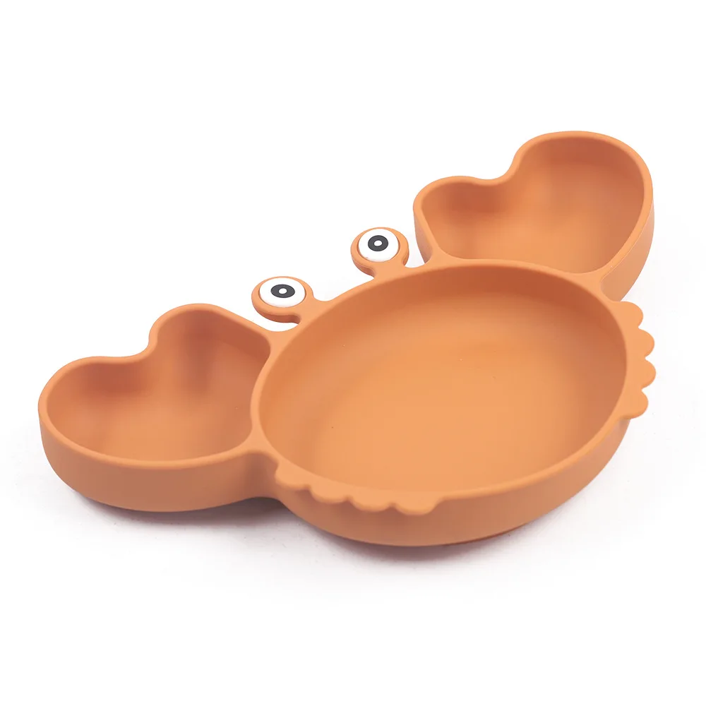 1/4/9Pcs Baby Bowls Plates Spoons Silicone Suction Food Tableware BPA Free Non-Slip Baby Dishes Crab Food Feeding Bowl for Kids