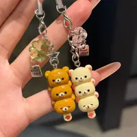 Cute Bear Phone Charms Pendant Kawaii Anime Keychain Accessories For Keys Schoolbag iPhone 17Promax Airpods Ins Korea New Y2K 2