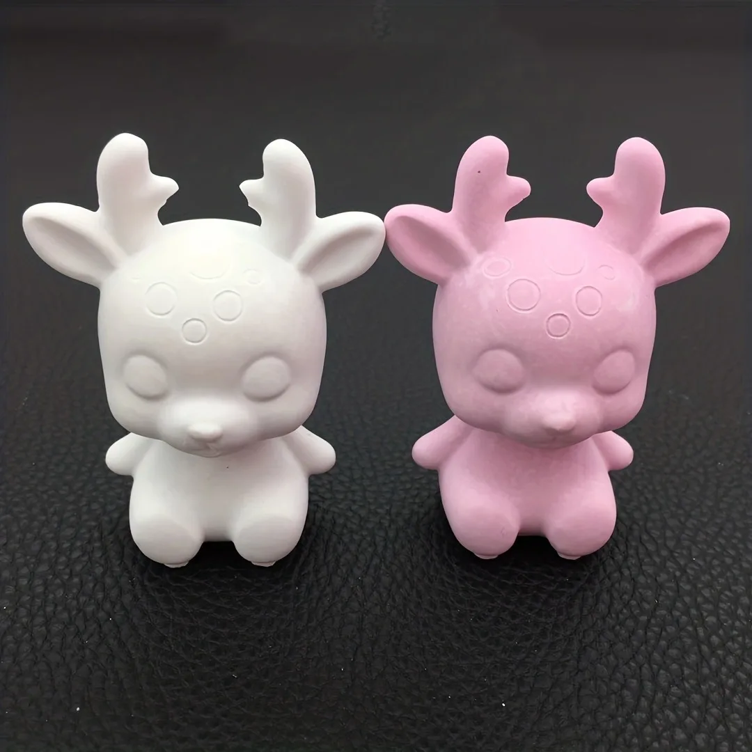 DIY Crystal Epoxy Glue 3D Mirror Christmas Deer Silicone Mold Aromatherapy Gypsum Expansion Soft Ornament