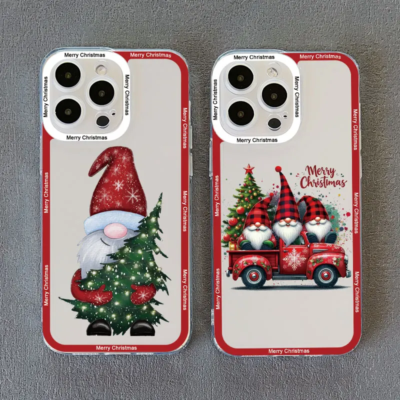 Frohe Weihnachten Baum Santa Claus Telefon Fall Für iphone 13 12 11 Pro Max 15 14 Plus Pro Max X XR XS Landschaft Transparente Abdeckungen – Detail 10