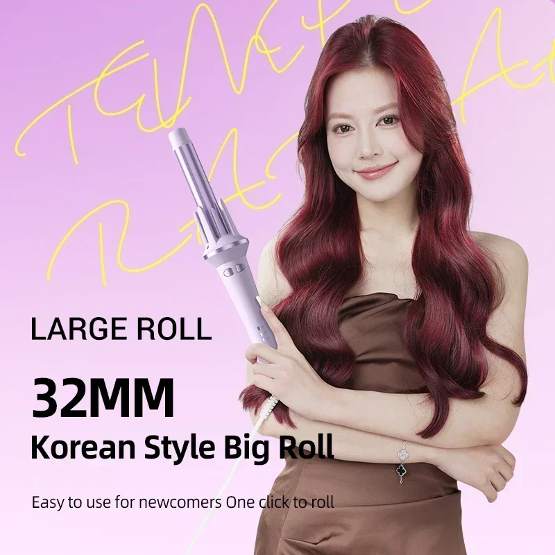 Hair Curler MinHuang 28/32mm Automatic Large Wave Temperature Adjustable Anion Fast Heating Styling
