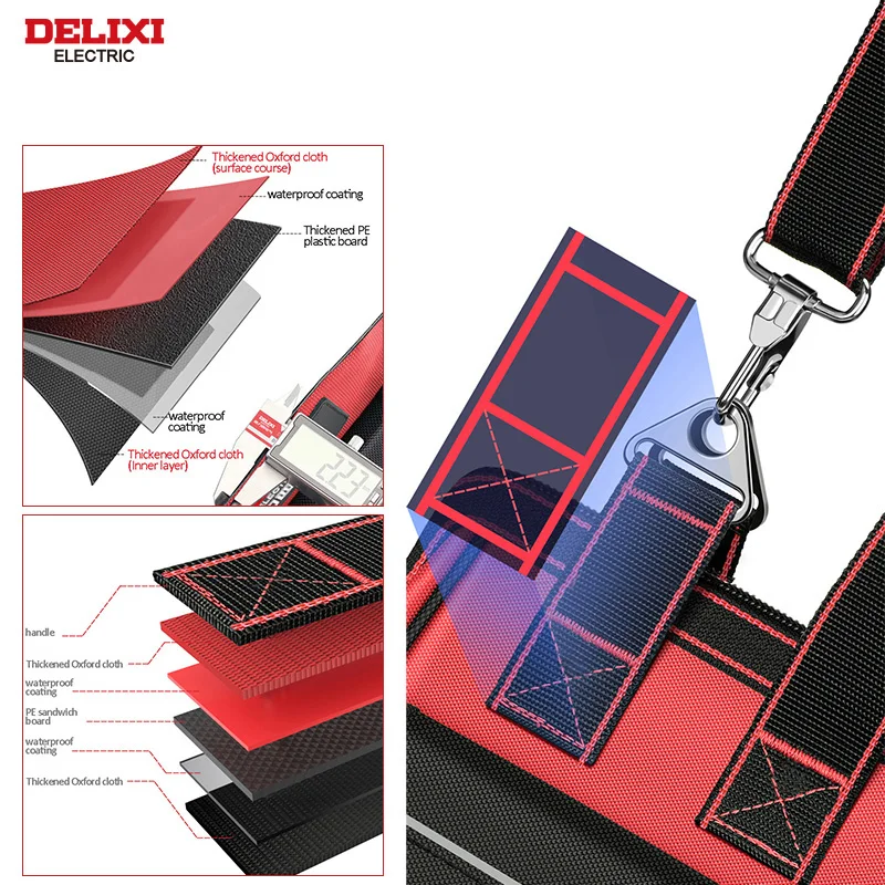 DELIXI ELECTRIC Tool Bag,Multifunctional Waterproof Storage Bags,Suitable for Electricians,Carpenters,Car Mechanics,Homeowners 2