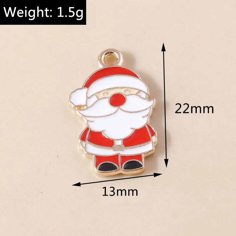 Leslie 10 Stück neue Emaille-Weihnachtsanhänger, Hirschglocke, Schneemann, Weihnachtsmann-Anhänger für DIY-Halskette, Ohrring, Schmuckzubehör – Detail 12