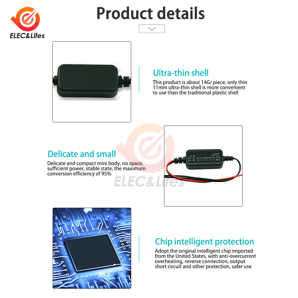 Waterproof 12V to 5V/9V DC Step Down Converter with Auto Protection and LED Current Stabilizer