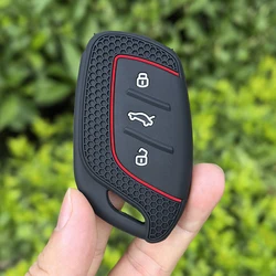 Premium Silicone 3 - Button Car Key Cover Case (Black)