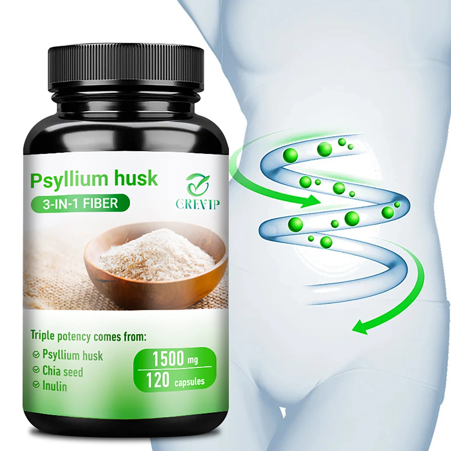 

Psyllium Husk - for Colon Cleansing, Detoxification, and Digestive Health, Made in The USA