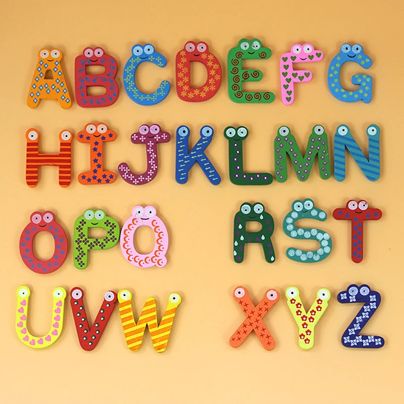 Description Picture 4 of item1Set Magnetic Learning Alphabet Letters Fridge Magnets Refrigerator Stickers Wooden Educational Kids Toys for Children