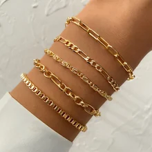  KISSWIFE Golden Cuban Link Chain Bracelets On the Hand Exaggerated Thick Chain Coin Pendant Bracelet for Women Fashion Jewelry 