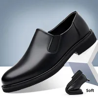 Men's Business Casual Breathable Soft Bottom Leather Shoes Slip-On Comfortable Spring Autumn Wear for Adults Rubber Sole