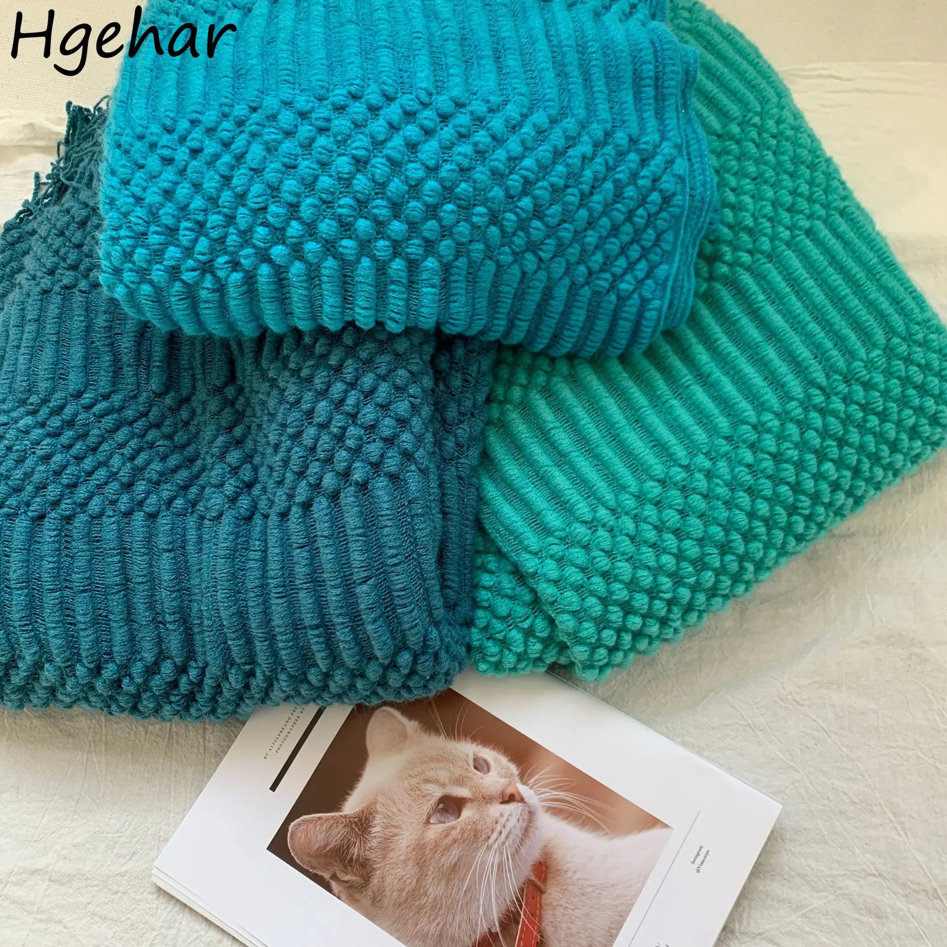 

Thread Blanket Knitted Spring Sofa Retro Pure Color Soft Tassel Design Nap Simple Classic Chic Poular 11 Colors Leisure Home New