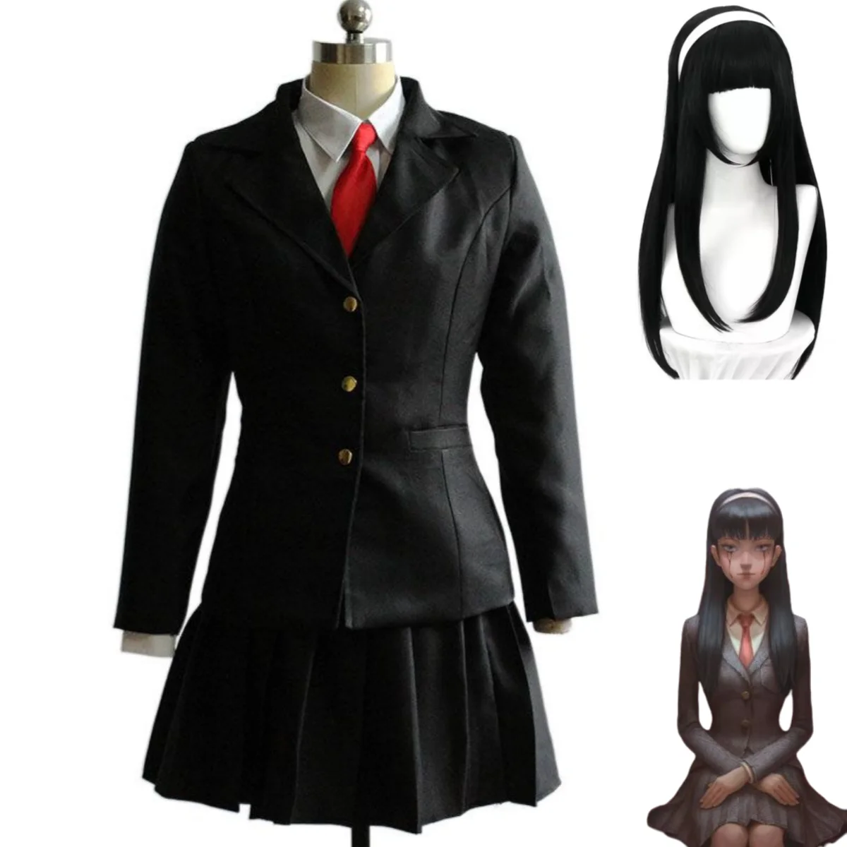 

Anime Game Identity ⅤYidhra Dream Witch Outer God Cosplay Costume New Skin Kawakami Tomie Wig JK Uniform Woman Sexy Party Suit