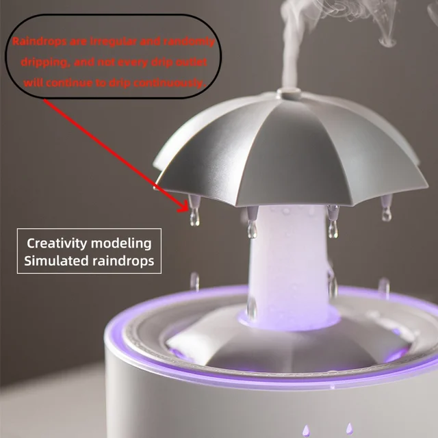 Remote Control Rotating Umbrella Waterdrop Aromatherapy Machine Ultrasonic Air Humidifier with LED Light for Home Aroma Diffuser 3