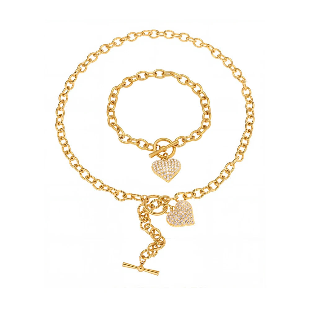 Glänzende Herz Pentant Halskette Frauen Edelstahl Vergoldet OT Schnalle Wasserdichte Kette Weibliche Mädchen Schmuck Geschenk – Detail 8