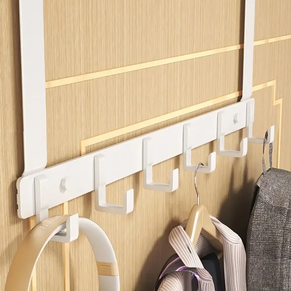 Door Hanger Storage 6 Hooks Over The Door Clothes Coat Hat Towel Hanger Home Organizer Rack Bathroom Kitchen Accessories Holder