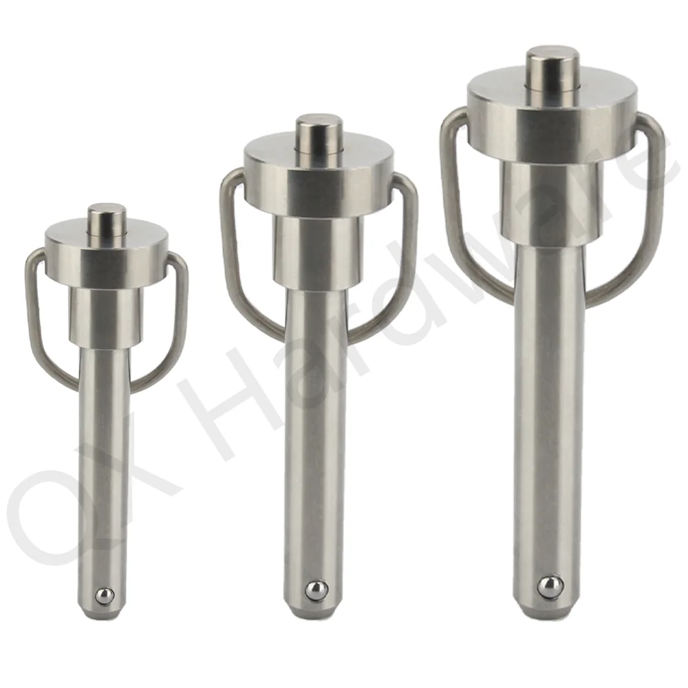 QX112 팩토리 아울렛 스테인레스 스틸 퀵 릴리스 핀 길이 10  100mm 찾기 용 링 핸들이있는 고품질 볼 잠금 핀