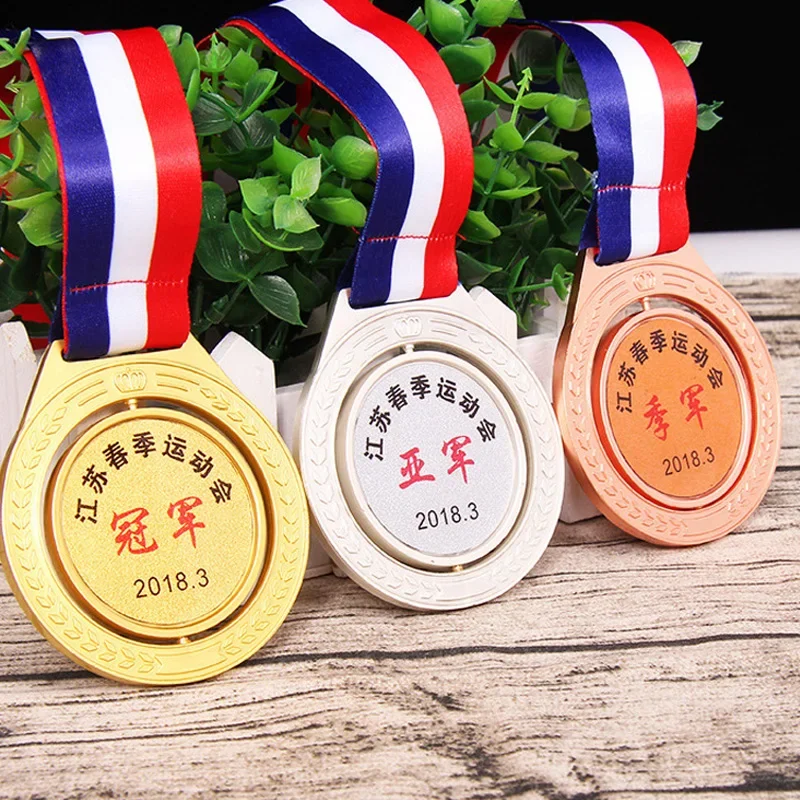 Customized Creative Flip Medal for Children's Competition, Trophy Tag, Gold, Silver, Bronze, Award, Souvenir for Students, 10Pcs