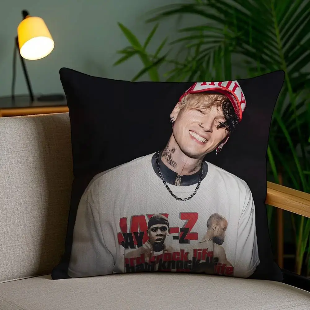 MGK Colson Baker Maschinengewehr Kelly-Y Kissenbezug Anti-Dustmite-Kissenbezug Unsichtbarer Reißverschluss seidiger kurzer Plüsch Sofakissenbezug – Detail 10