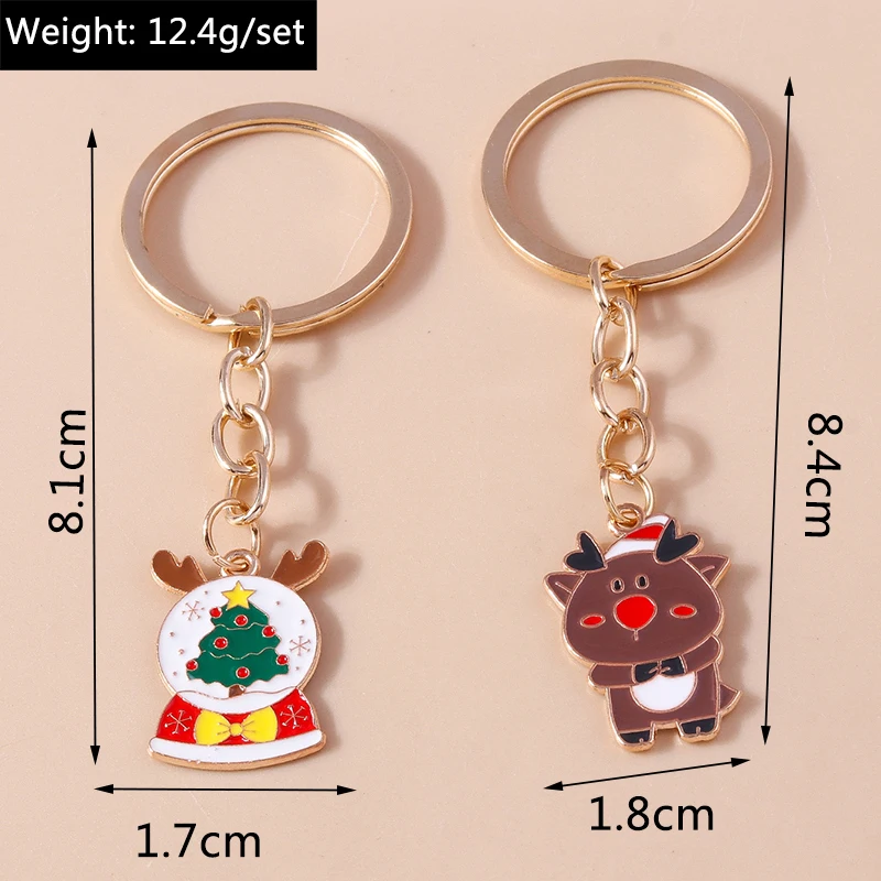 Niedliche Emaille Weihnachten Schlüssel bund Schneemann Santa Claus Schlüssel ring Anhänger für Schlüssel halter Frauen Mädchen Handtasche Charms DIY Schmuck Geschenk – Detail 1
