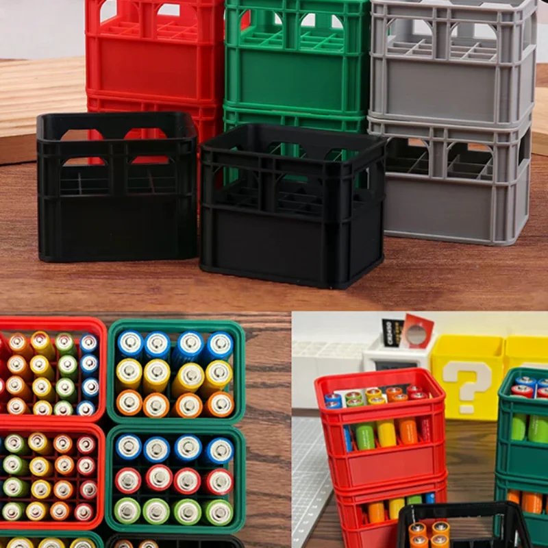 3D Printed Battery Storage Box DIY Beer Crate No. 5 AA No. 7 AAA Battery Stackable Storage Basket