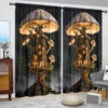 2pcs Mushroom House Pattern Printed Curtain for Home Decor - Rod Pocket Window Treatment for Bedroom, Office, Kitchen 1