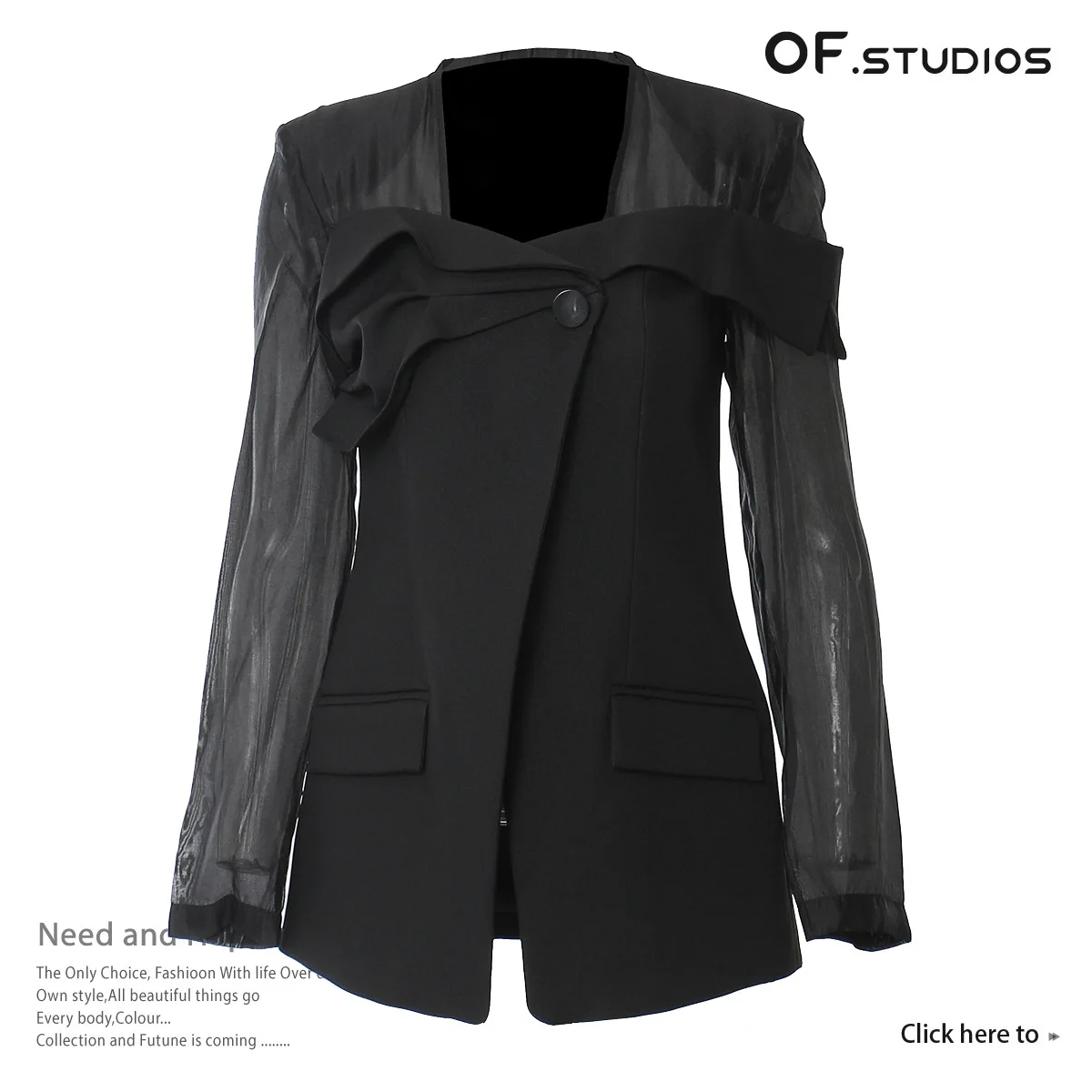 ofstudios-2024-new-patchwork-see-through-casual-blazer-top-woman