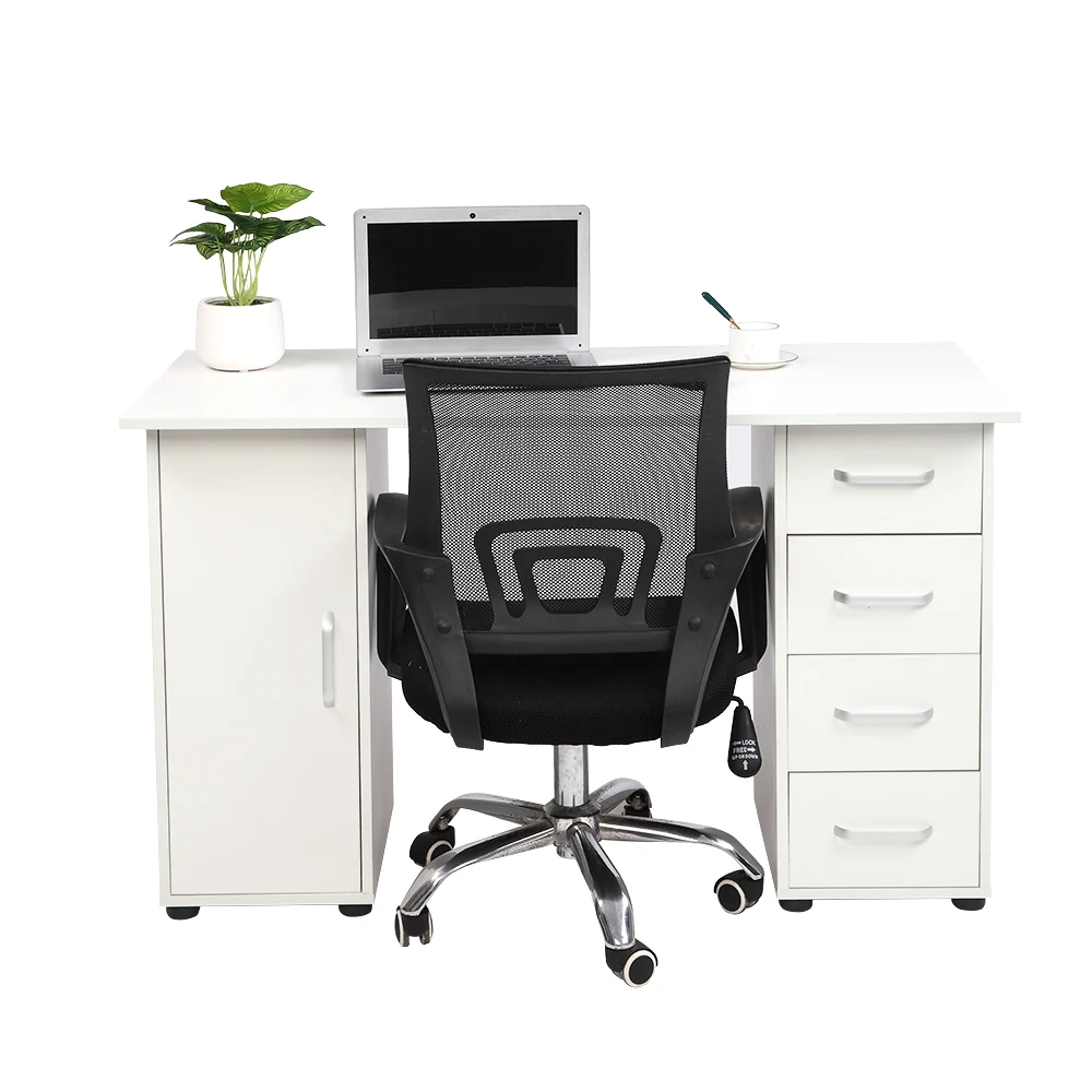 One Door Four Drawers Computer Desk White 6