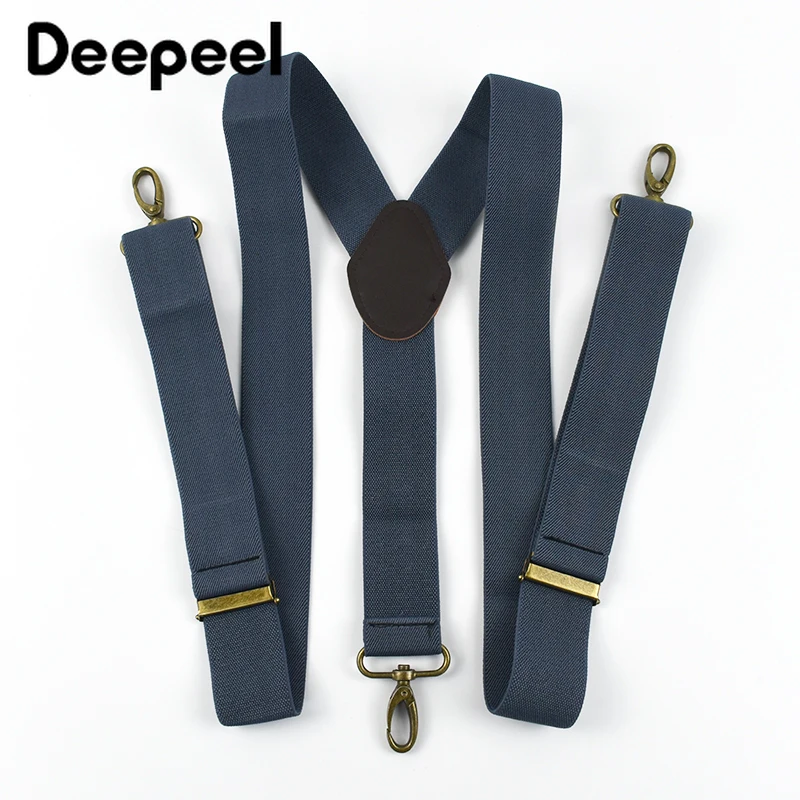 Men Suspenders Braces 3.5*120cm Men's Suspender Adults Elastic Strap 3 Clips Buckle