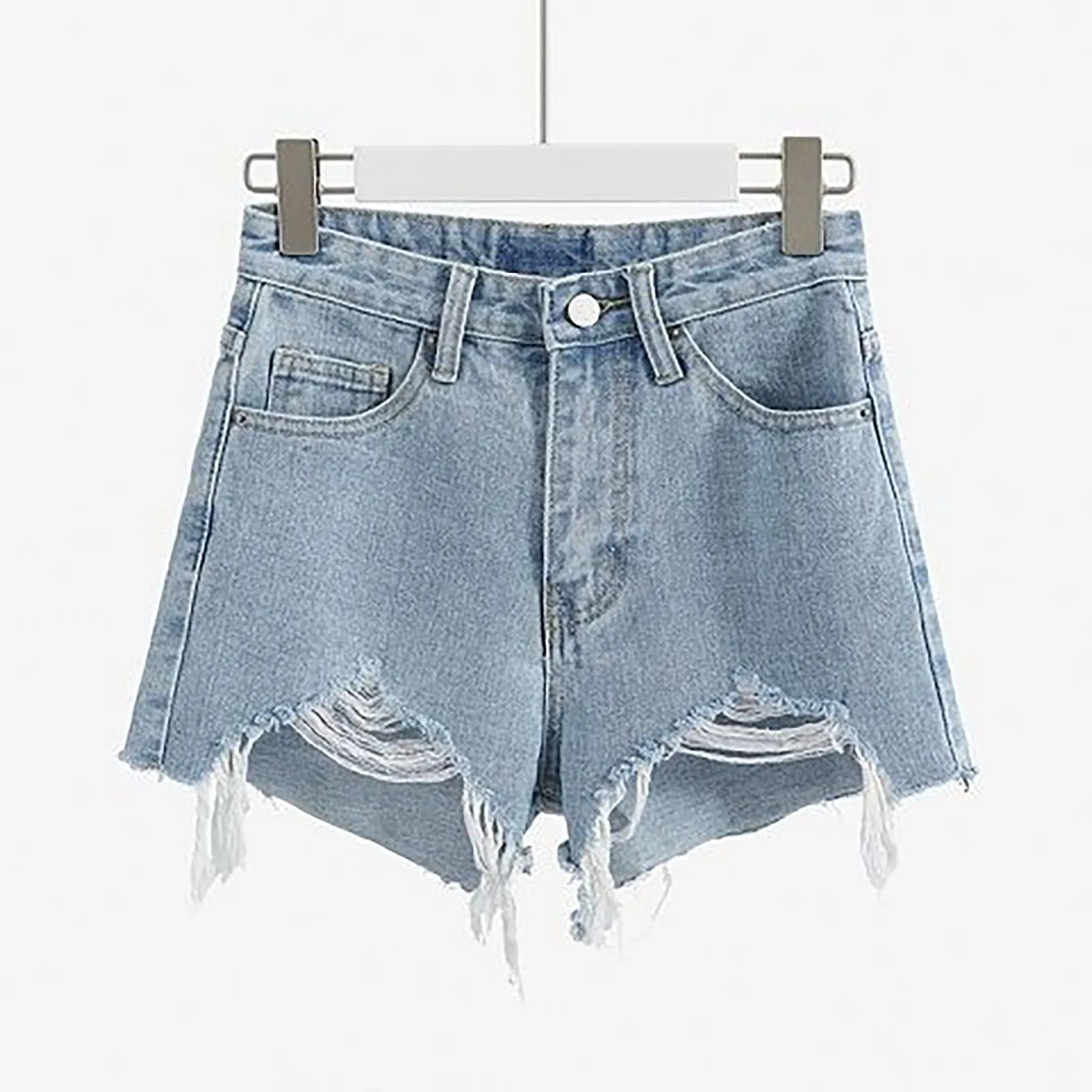

Women High Waist Ripped Denim Casual Shorts Pockets Frayed Mini Hot Jean Short Pants Mujer Spring Summer Loose Comfy Cortos