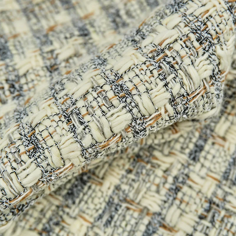 

The White Weaving Tweed Fabric For Coat Telas Por Metro Tissus Au MÈTre Ткань Для Шитья Одежды Sewing By The Yard Tecido African
