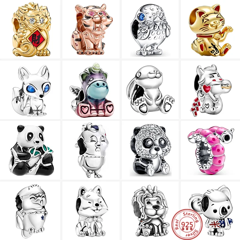 925 Silver Pink Caterpillar Panda Blue Eyes Chick Lucky Cat Animal Beads Fit Original Pandora Charms Bracelet Luxury DIY Jewelry Beads Charms Charm Jewelry Sterling Silver Jewelry Charm Bead Silver Charm Bracelet Sterling Silver Beads Beads Jewelry Silver Charm Bead Sterling Silver Beads Charm Animal Charm Jewelry