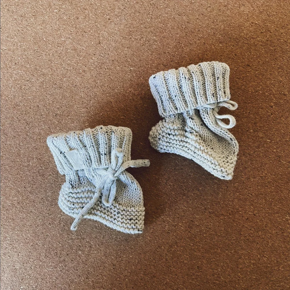 Baby Shoes Baby Boots Handmade Cable Knit 100% Cotton Speckled Classic Bebe Booties Socks