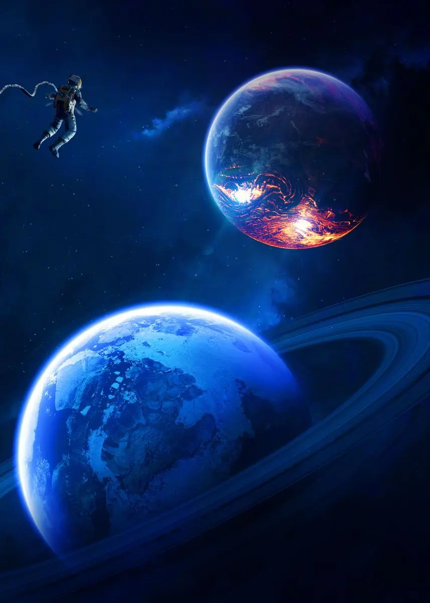 Space Collection Passion Series: Planet Venus and Earth Poster Prints - Cosmic Wall Decor for Astronomy Enthusiasts