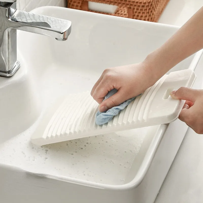 White Scubboards Mini Compact Clothes Cleaning Tool Multi-Purpose Multi-Scene Wave Pattern Laundry Board Scrubbing Board 1PC