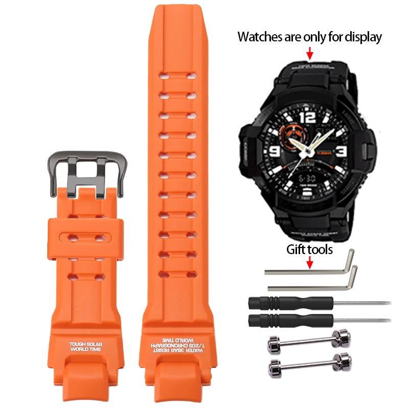 Waterproof Resin Strap with Metal Loop for Men's Sports Watch - Includes Installation Tools