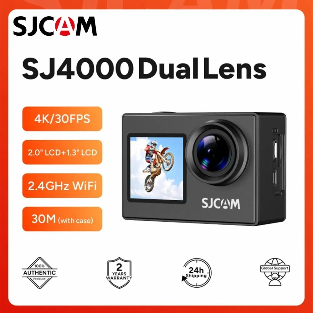 Sjcam Sj4000 Dual Screen 4K Action Camera 30M Impermeabile Anti-Shake Hd Sport Video Action Camera Casco Da Bicicletta Per Moto