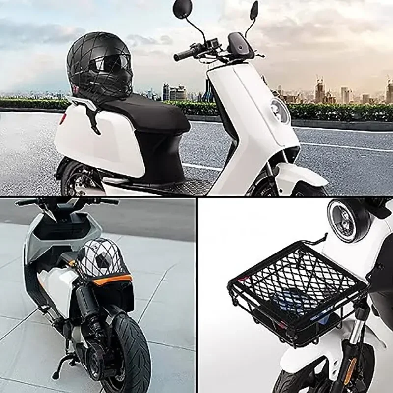 Motorcycle Cargo Net High Elastic Double Layer Motorcycle Net for Helmet Storage 10X11 Bungee Cargo with Hooks Luggage