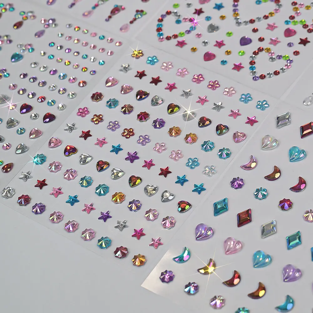 1pcs Laser Sparkle Stars Diamond/Pearls Face Gems Stickers Heart Moon Shape Rhinestones for Eyes/Face Temporary Tattoos