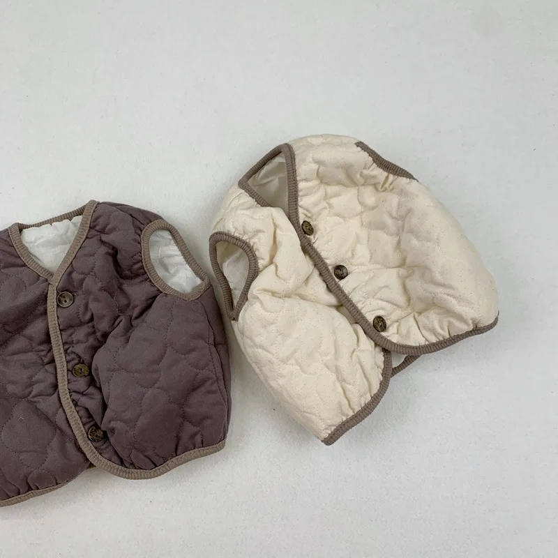 Winter Newborn Baby Boys And Girls Cotton Vests Children Casual All Match Waistcoat Sleeveless Warm Baby Solid Coat Clothes