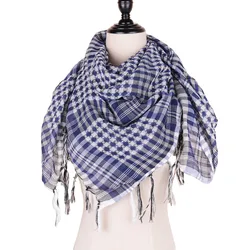 Elegant Large Arabic Shemagh with Tassel - Versatile Head and Neck Scarf (Dark Blue)