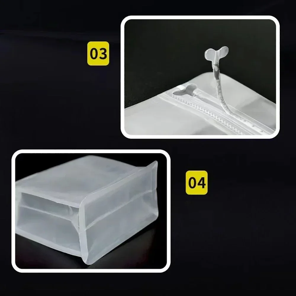 50pcs Food Grade Transparent Clear 8Oz 16Oz Food Flat Bottom Pouch Coffee Bean Food Plastic Seal Ziplock Packaging Bags 6