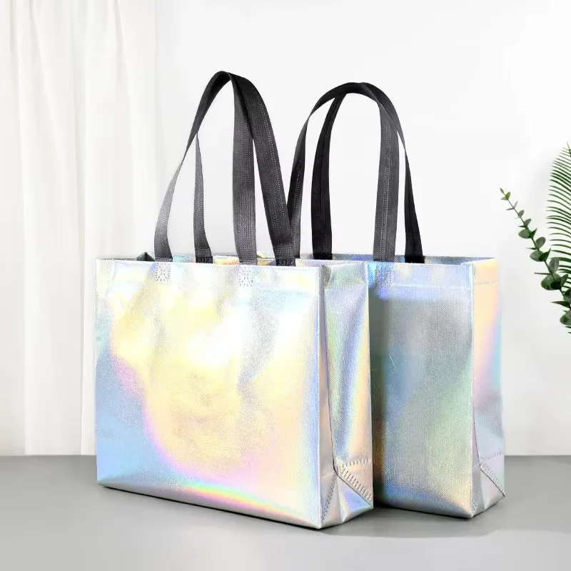 10/30PCS Laser Non-woven Gift Bags Reusable Shopping Bags Storage Suitable for Gift Parties shopping Birthdays gift bags
