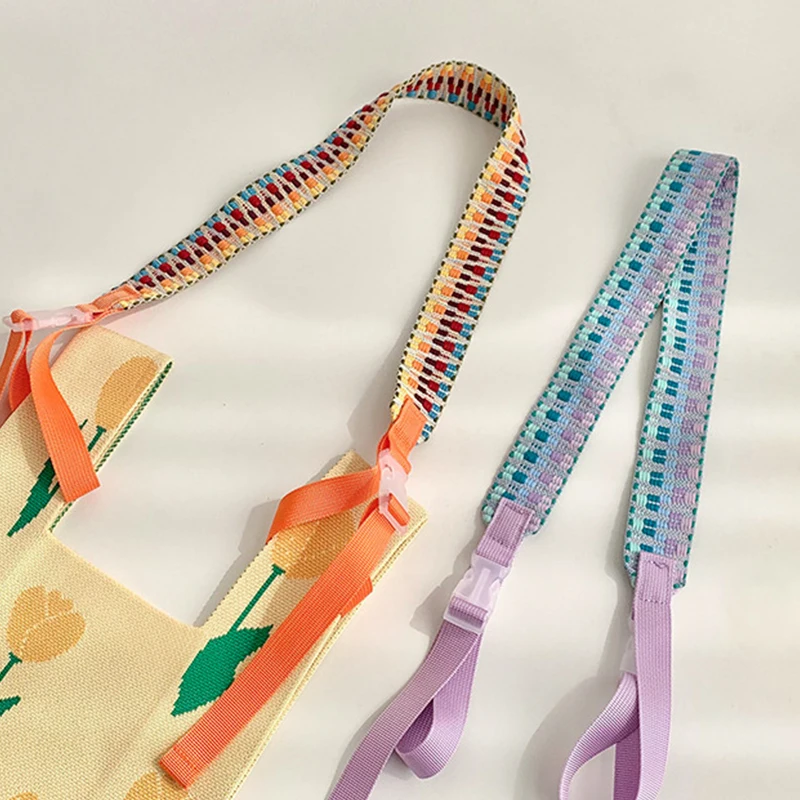 Embroidery Nylon Adjustable Shoulder Bag Strap Pull Button Colorful Sport Style Bag Extension Straps Unisex Bag Accessories