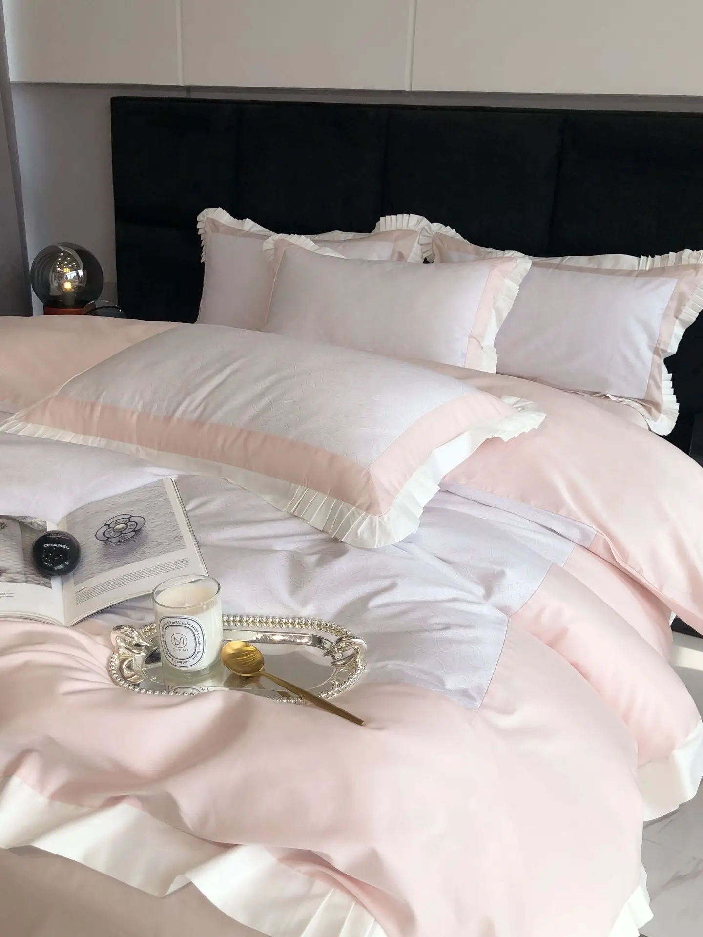

100 Australian Cotton Digital Printed Four-Piece Bedding Set Simple Color Matching Quilt Cover Girl Bedding