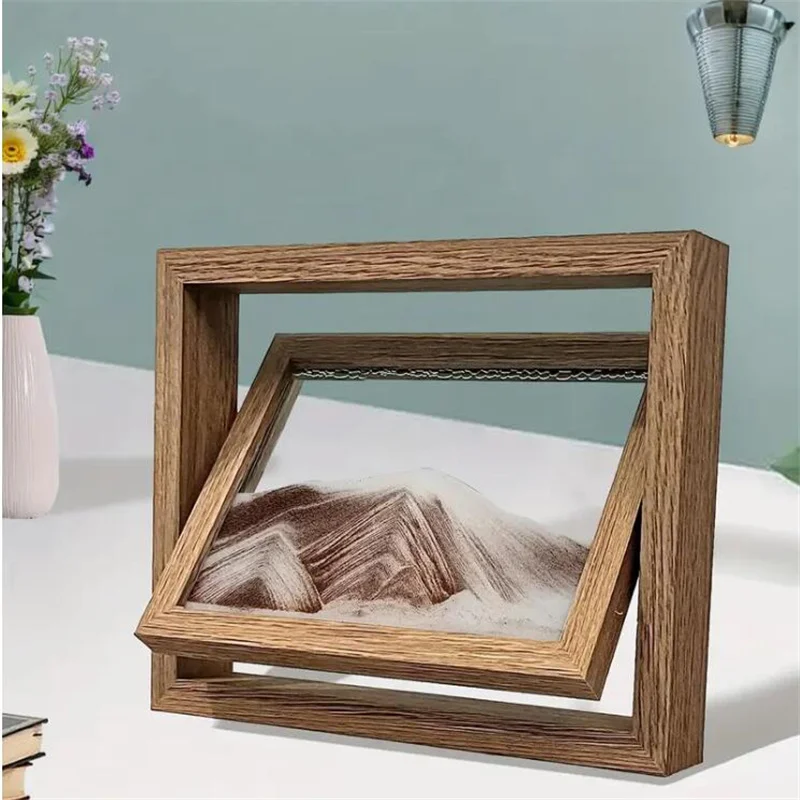 

Rotatable Moving Sand Art Home Decor 3D Sandscape Quicksand Painting Hourglass Wooden Frame Flowing Sand Room Decoration Gifts