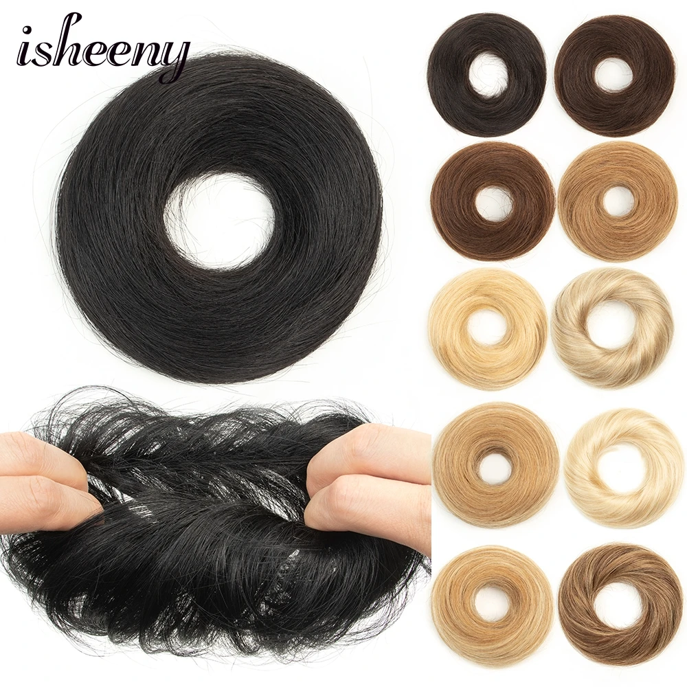 Blonde Human Hair Buns Chignon Updo Donut Wrap Ponytail Hair Extensions Remy Hairpiece Real Natural Human Hair 11 Color