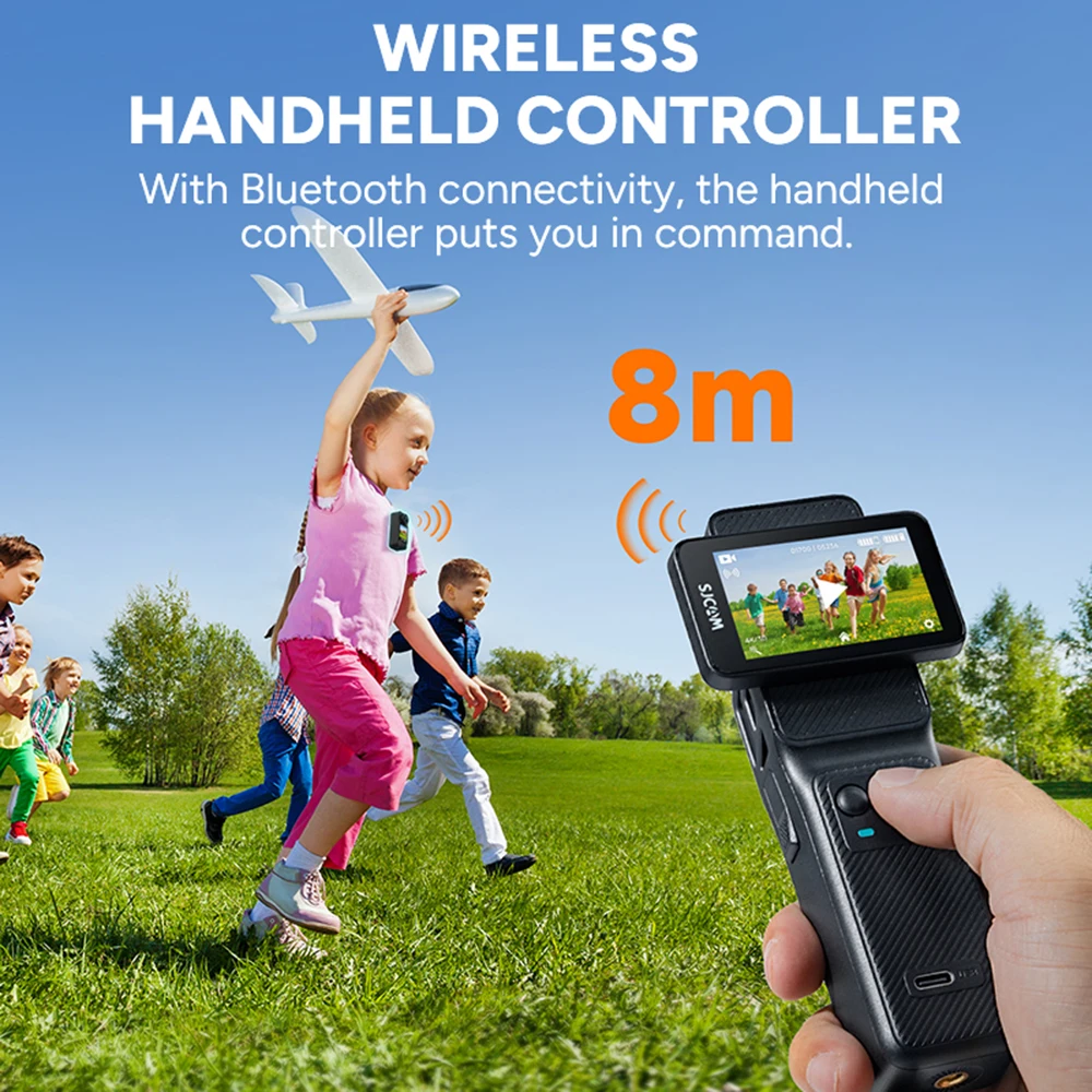 SJCAM C400 핸들 회전식 화면 모듈형 미니 액션 카메라 6축 안정기 방수 케이스 2.4G 5G Wifi 추가 액세서리