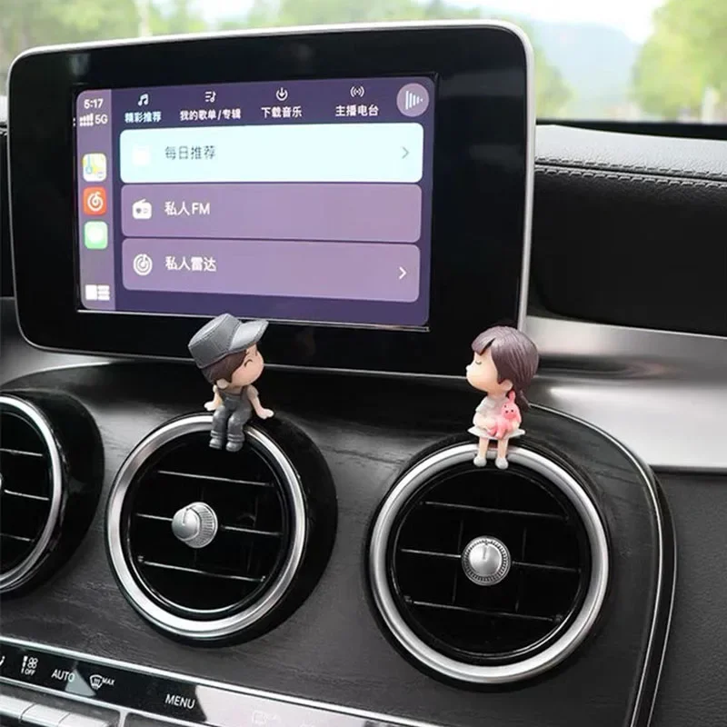 Car Decoration Accessories Cute Cartoon Couples Figurines Balloon Ornament Dashboard