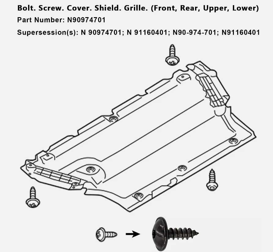10 Paar Fender Chassis Trim Montageschrauben für VW Torx Schraubenbolzen Stoßstangenbogen Schmutzfänger Spritzschutz Unterboden Trim Fixierung – Detail 4